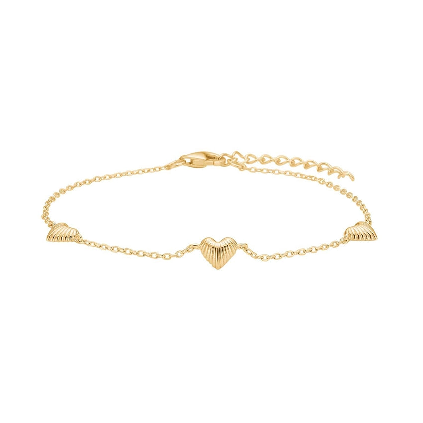 Breeze armbånd i 18 karat forgyldt sølv med hjerter 17+3 cm fra Nordahl Jewellery